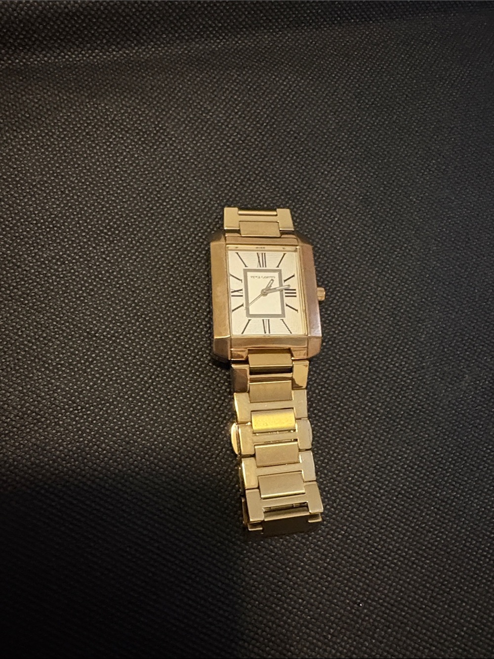 Vince Camuto Gold-Tone Rectangular Men's Bracelet Watch unisex